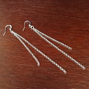 Handmade: dangle light silver chain earrings